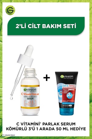 Vitamin C Bright Super Brightening Serum 30ml & Charcoal 3 in 1 Anti-Blackhead 50 Ml - Garnier
