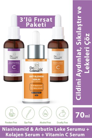 Vitamin C- Collagen and Anti-Dark Spot Triple Care Serum Set (70 ML) - Dr. Galenus