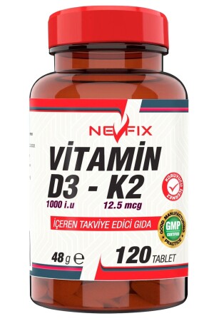 Vitamin D3 1000 Iu Vitamin K2 12. 5 Mcg 120 Tablets - Nevfix