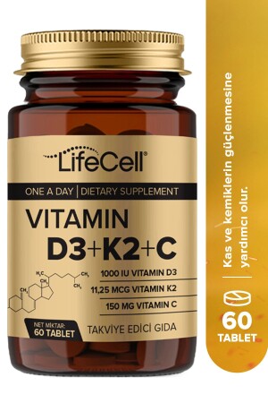 Vitamin D3 K2 C - 60 Tablets Complex Vitamin Support LIFE 08 - Lifecell
