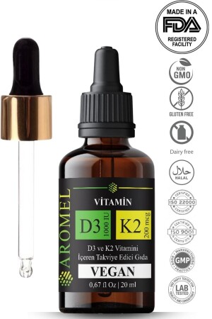 Vitamin D3 K2 Dropper Cap D3 1000 Iu 200 Mcg K2 Mix -fda - Aromel