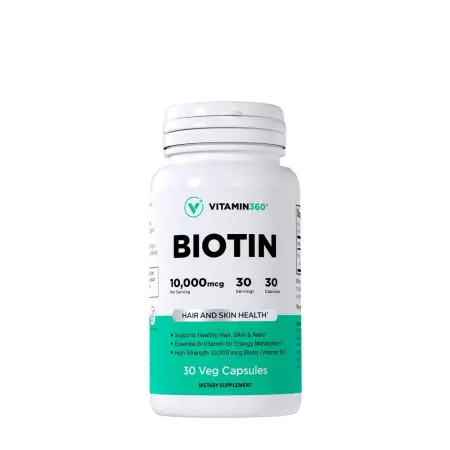 Vitamin360 Biotin 10,000 mcg (30 Veg Capsules) - Vitamin360