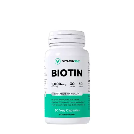 Vitamin360 Biotin 5,000 mcg (30 Veg Capsules) - Vitamin360