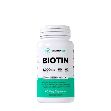 Vitamin360 Biotin 5,000 mcg (60 Veg Capsules) - Vitamin360