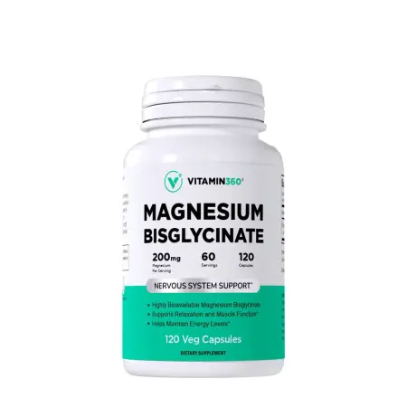 Vitamin360 Magnesium Bisglycinate 200 mg (120 Veg Capsules) - Vitamin360