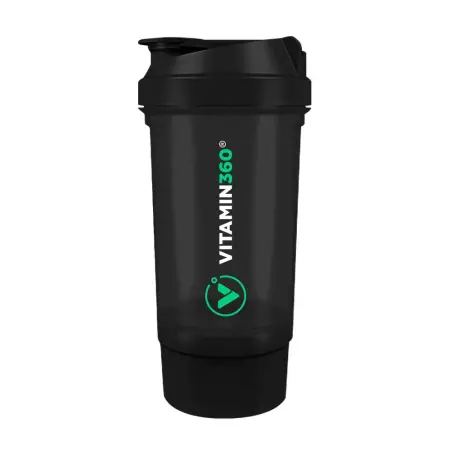 Vitamin360 Wave Shaker (500 ml + 150 ml) (Black) - Vitamin360