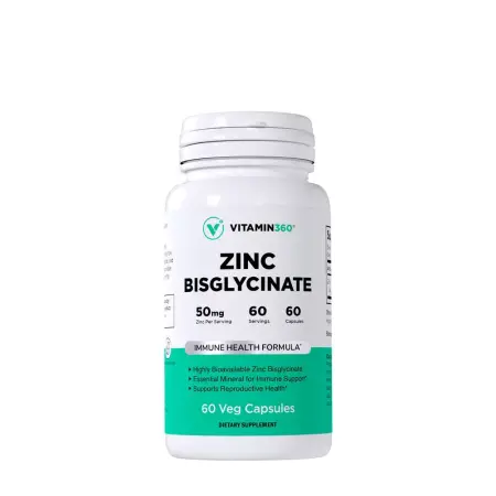 Vitamin360 Zinc Bisglycinate 50 mg (60 Veg Capsules) - Vitamin360