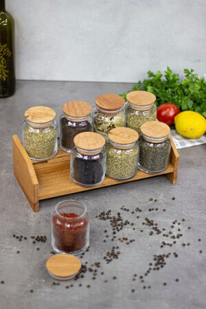 Viva 8-teiliges Gewürzdosen-Set aus Holz, 8-teiliges Gewürzdosen-Set mit Holzständer und Vakuumdeckel KWV0001 - KukiWood