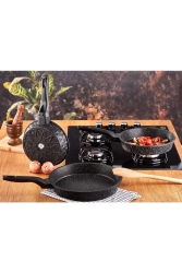 Viva Casting 20-24-28 3-teiliges Granitpfannen-Set Schwarz TAC-3672UMUT - Taç