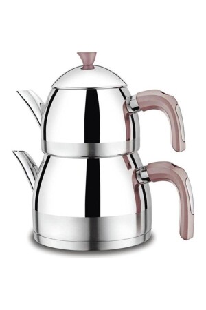 Vıvaldı Premium-Teekanne aus Stahl, Familiengröße, 4-teilig, mit Rosentasse G029 GORGEL. 1545-G029 - Vivaldi