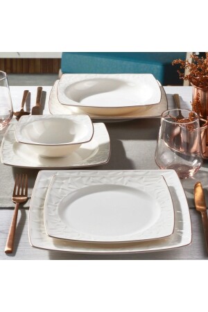 Vıvente 8 Parça 2 Kişilik Bone Yemek Takımı - Copper Bakır PR.00000000GBSVNT08Y130CP - Güral Porselen