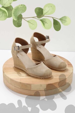 Vizon Natural Süet Kadın Dolgu Topuklu Ayakkabı K01874055565 - Bambi
