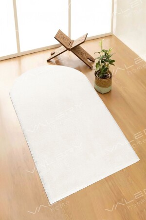 Vl Washable Plush Prayer Rug Overlocked Prayer Mat Ecru - Valery Home