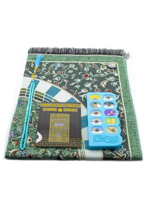 Voice Prayer Rug for Teaching Voice Prayer Device for Teaching Voice Prayer Blue and Yasin Juz Prayer Beads Compass - Baysem