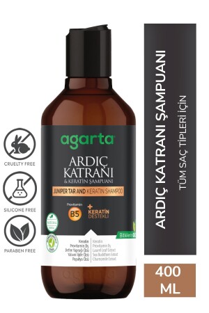 Wacholder-Teer- und Keratin-Shampoo – Anti-Schuppen gegen Haarekzeme und Haarausfall, 400 ml - Agarta