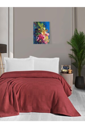 Waflle Patterned Pique, Blanket Cotton Thick Thread, Soft, Double 220*240 şp5 - Mulberry