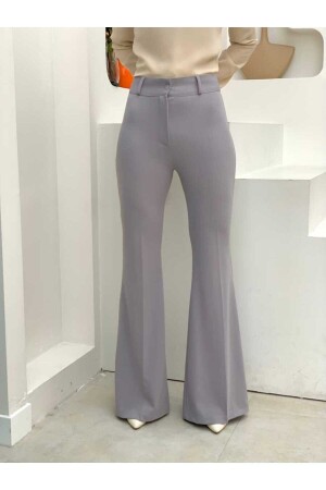 Waist Zippered Flared Trousers 0231 Gray - Bym Fashion