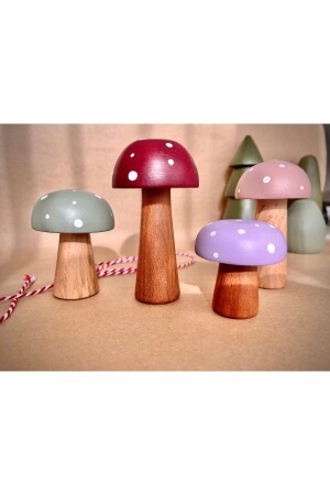 Waldorf 4-teiliges Pilzspielzeug-Set aus natürlichem Bio-Holz, Dekoration, Fotoshooting, Babyzimmer, DRAMS4lü181122 - DORU