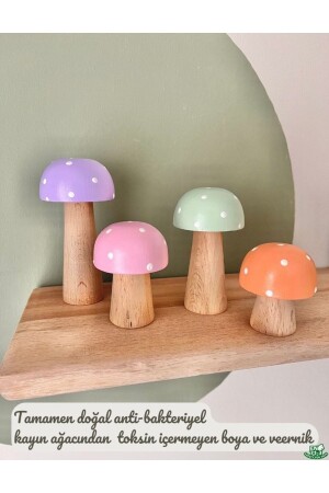 Waldorf Set of 4 Natural Organic Wooden Mushroom Toys Decoration Photo Shoot Baby Room Gift - Doru