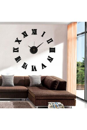 Wall Clock Large Size 3D Roman Numeral Wall Clock Group Black OP 3D WALL CLOCK - Odun Marketi