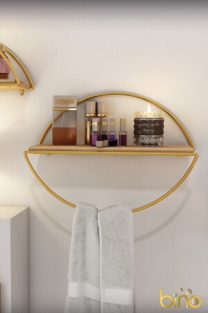 Wall Shelf Decorative Kitchen Bathroom Golden Ellipse Bookcase BinoGold06 - Bino