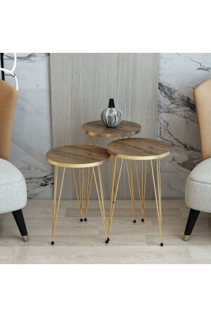 Walnut Triple Nesting Table, Walnut Nesting Table, Gold Metal Leg Nesting Table, Nesting Table Set Premium Nesting Table - mhrgroup cma
