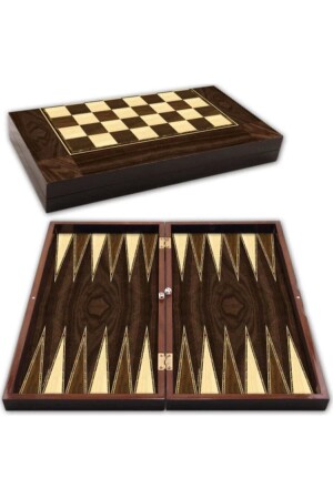 Walnut Veneer Backgammon Checkers Set CVZTVLAMPK753159 - Star Oyun Aletleri