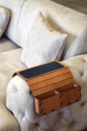 Walnut Wooden Folding Portable Headrest Side Table with Remote Control Box KMD278500DR - ARKITEKT EX