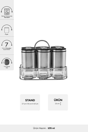 Walter Inox Rectangular Spice Set with 6 Stands 153. 03. 08. 5017 - Karaca