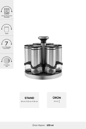 Walter Inox Round Spice Set with 6 Stands 153. 03. 08. 5008 - Karaca