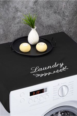 Waschmaschinenbezug, bestickt, flüssigkeitsbeständiger Stoff, schwarze Farbe, HMLK-WASH-STOFF - HOMELKA