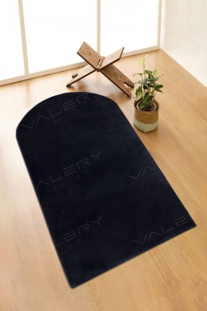 Washable Plush Prayer Rug Overlocked Prayer Mat Black Vl - Valery Home