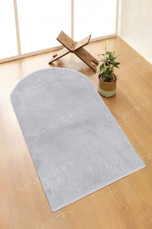 Washable Plush Prayer Rug Overlocked Prayer Mat Gray Vl - Valery Home