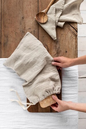 Washed Flax Bread Bag, Raw Flax Bread Bag, Vegetable Bag, Fruit Bag MYLN00MS030 - miyolin