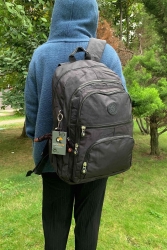 Wasserabweisender, großer, schwarzer Schulrucksack DD11A - DodoButik