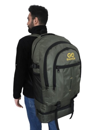 Wasserdichter 90-Liter-Blasbalg-Rucksack in Grün mit mehreren Fächern für Laptops, für Camper, Reisen und Bergsteiger - Baggor