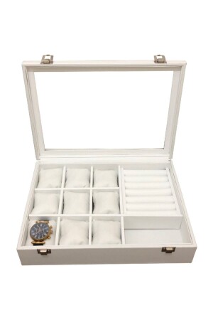 Watch Ring Cufflink Glasses Multi-Purpose Jewelry Box Wooden Case Leather Covered Watch Box KTA319 - kutuveaksesuar