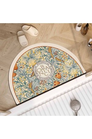 Water Absorbent Shower Front Bath Mat Toilet Seat One Piece Half Moon Bath Rug - Else Dekor