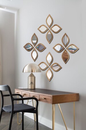 Water Drop Decorative Mirror Set Wooden 16 Pcs Plexi Mirror - Wood Patterned - Silver - Ahwall Woodworking