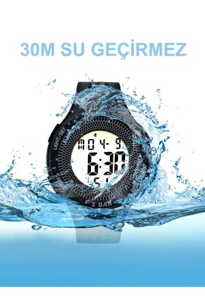 Waterproof 30mt Digital Wristwatch Silicone Young Luminous Black Valhal30mt - ZAVİRA