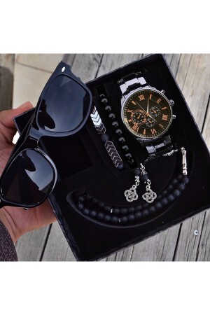 Waterproof Men's Wristwatch Glasses Prayer Beads and Bracelet Set - Wesscollection
