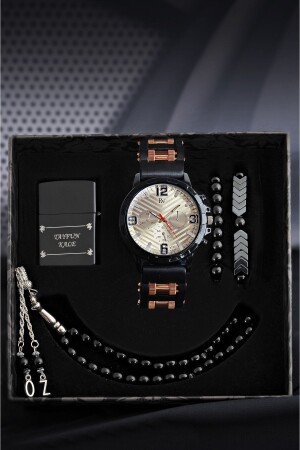 Waterproof Men's Wristwatch Lighter Rosary Bracelet Set - Spolo