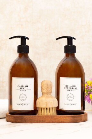 Waterproof Oval Stand Brush Bleach Dish Soap Bottle Set 500 ml RNA. brushyzçsbd - Reoona