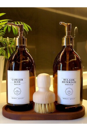 Waterproof Oval Stand Brush White Gold Bleach Dish Soap Bottle Set rna. gebürstetweißgold-çsbd - Reoona