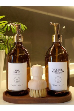 Waterproof Oval Stand Brush White Gold Liquid Soap Dishwashing Liquid Bottle Set rna. brushedwhitegold-ssbd - Reoona