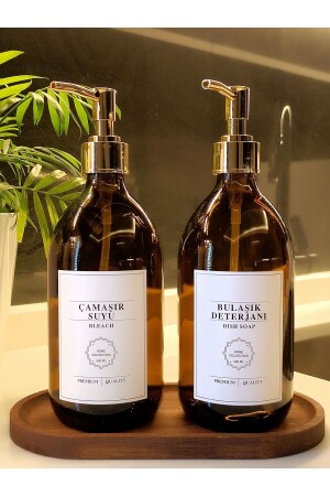 Waterproof Oval Stand White Bleach Dishwashing Liquid Bottle Set with Gold Cap rna. ovalwhitegold-çsbd - Reoona