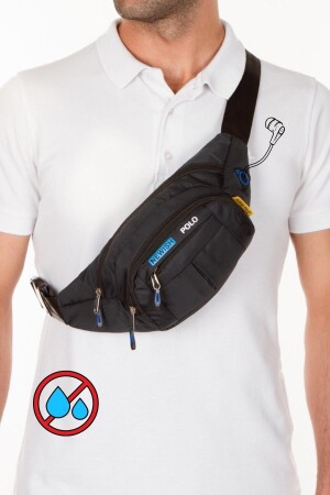 Waterproof Waist and Shoulder Bag with Headphone Outlet Black Freebag - Adelina Bags