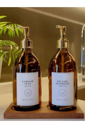 Waterproof Wooden Corner Stand White Gold Bleach Dish Soap Bottle Set rna. angularwhitegold-çsbd - Reoona