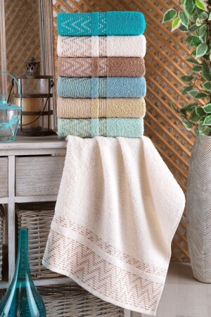 Wave 50x90 Cm Pack of 6 Antibacterial Hand and Face Towels Cotton - Binnur Home