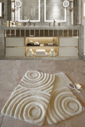 Wave Ekru 3lü Set Banyo Halısı Yıkanabilir, Kaymaz Taban 8694545027138 - Chilai Home